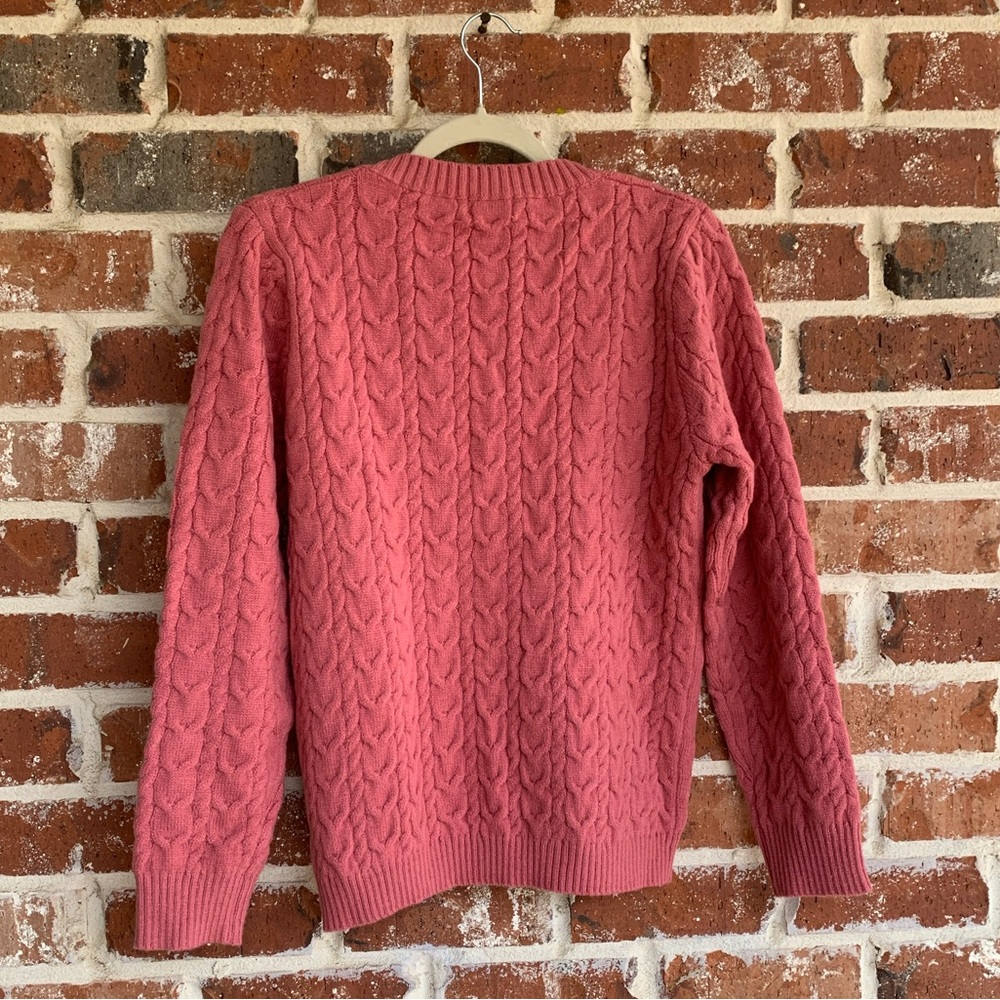 Shop the Mint NWOT Pink V-Neck Cable Knit Sweater🩷Valentine’s Day🩷 - Picture 4 of 16